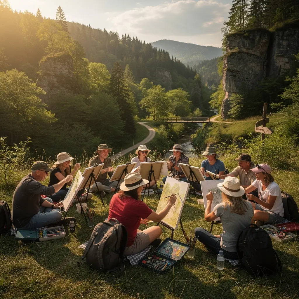 A detailed map showcasing popular summer travel routes in Slovakia, highlighting scenic landscapes and key attractions.